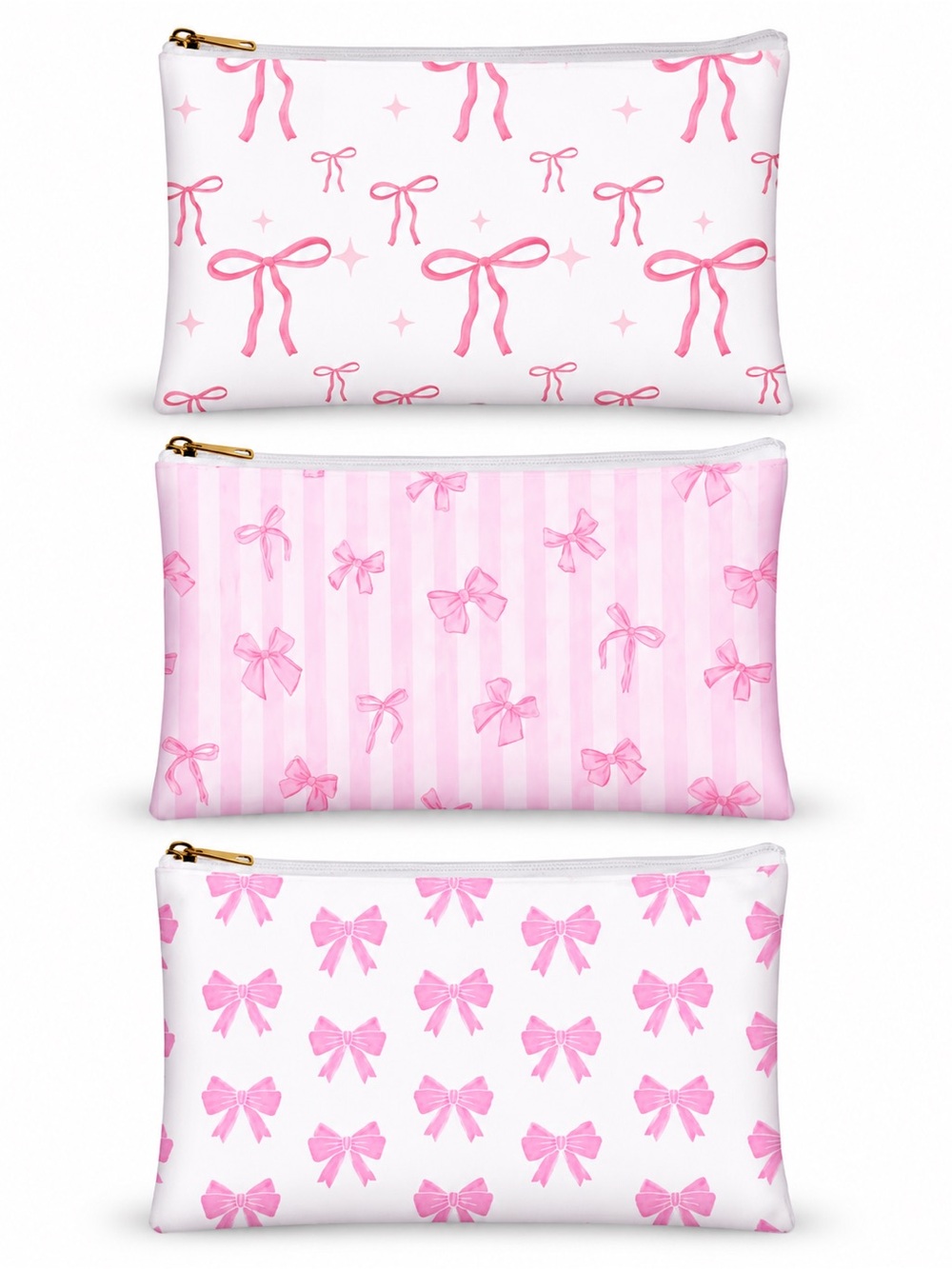 3pc. Bow Cosmetic Bags